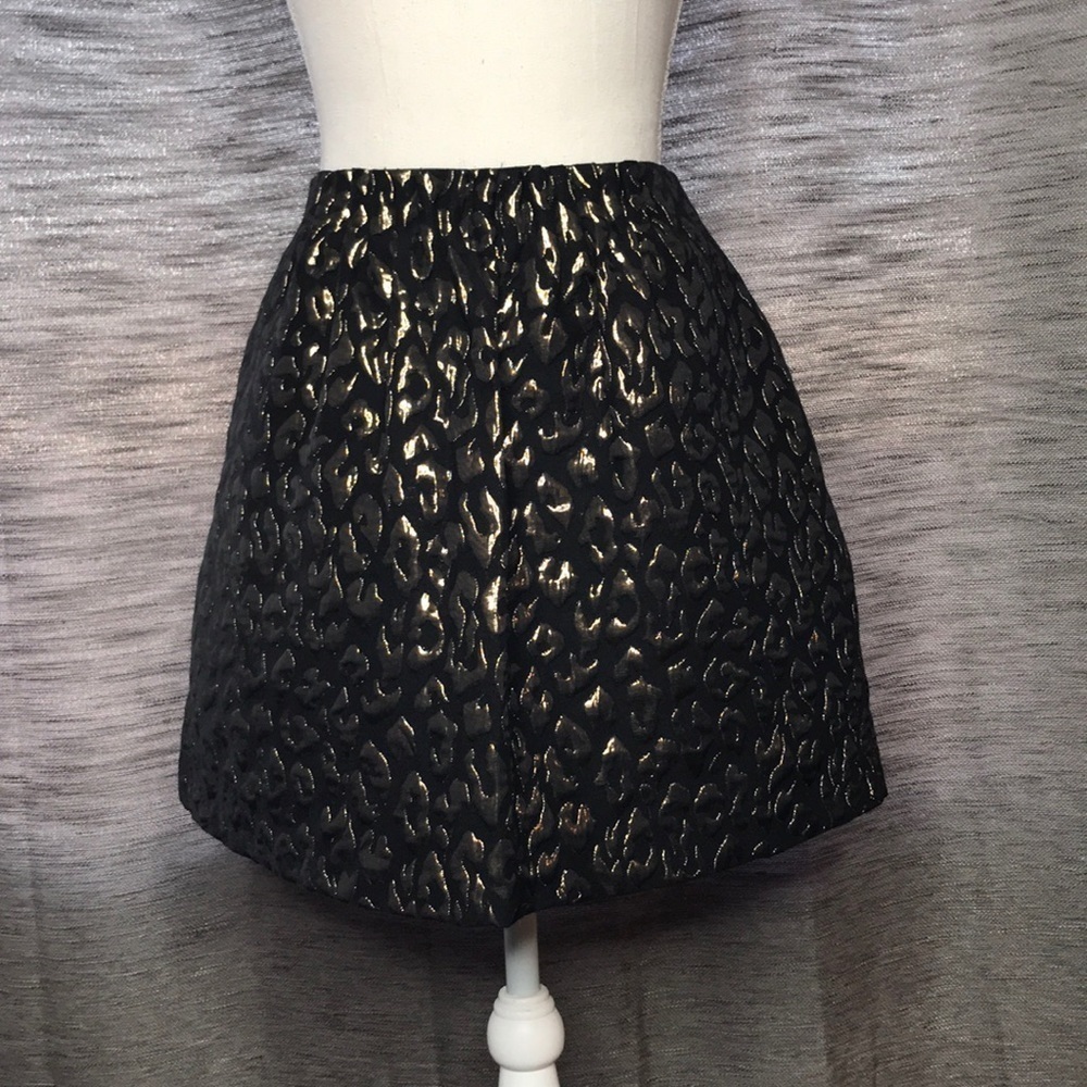 KENNETH COLE NY BLACK ANIMAL PRINT SKIRT 12P